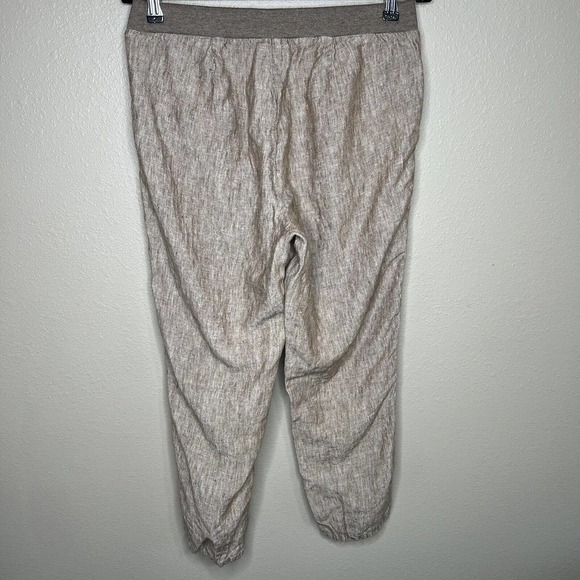 J. Jill Petite Women's Brown Linen Mid Rise Tapered Pull On Ankle Pants - Picture 10 of 11